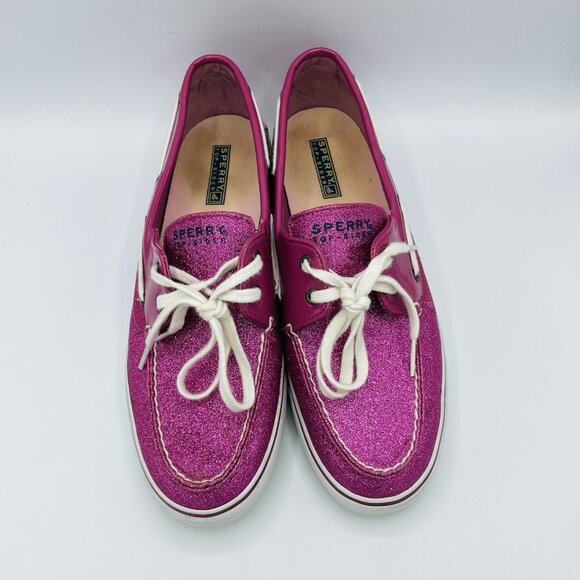 Sperry Top Siders Womens Size 11 M Pink Glitter Shiny Boat Shoes Lace Up Sneaker - Picture 5 of 11